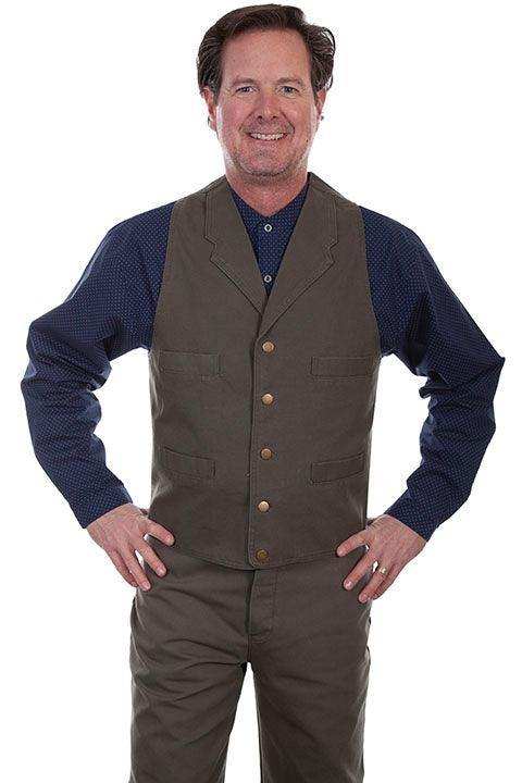 Scully Leather Khaki Canvas Mens Vest - Scully Leather - Flyclothing LLC