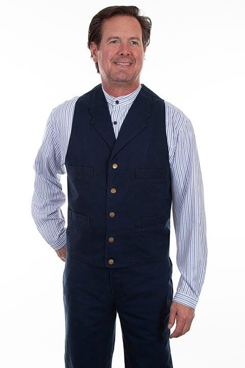 Scully Leather Navy Canvas Mens Vest - Flyclothing LLC