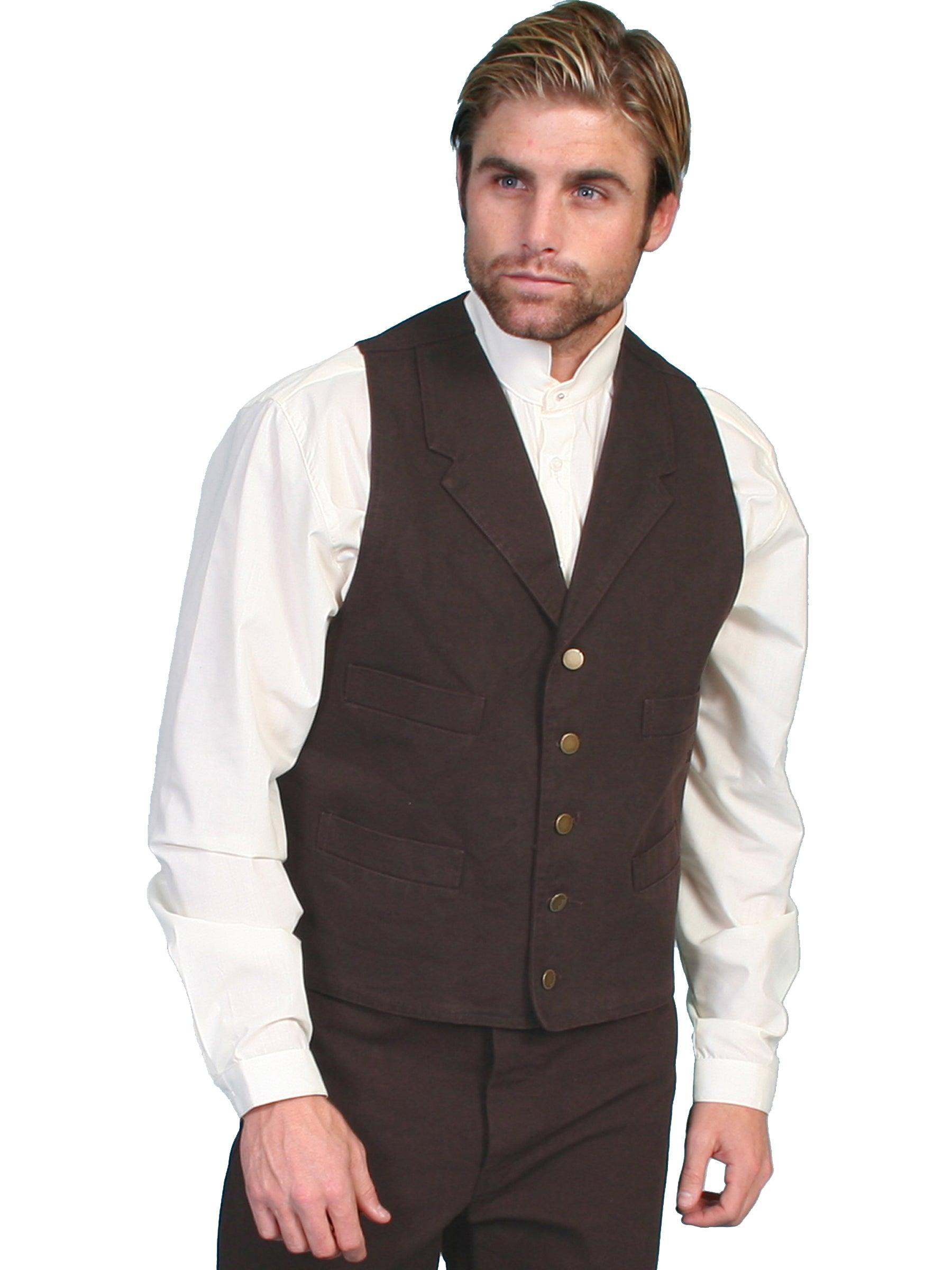 Scully Leather Walnut Canvas Mens Vest