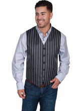Scully BLACK NO LAPEL BLK/WHT PINSTRIPE VEST - Scully Leather - Flyclothing LLC