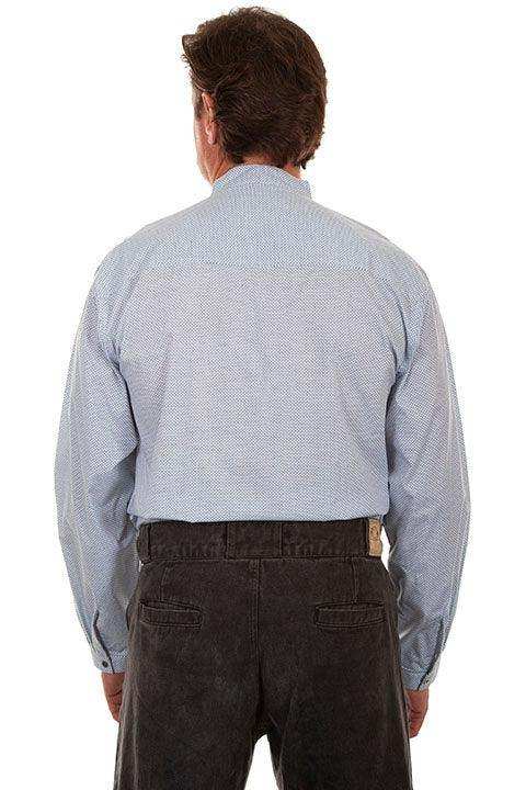 Scully BLUE BUTTON FRONT BAND COLLAR SHIRT - Scully Leather - Flyclothing LLC