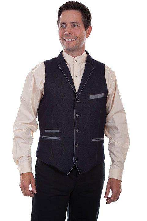 Scully BLUE SOLID 4 POCKET POINT BOTTOM VEST - Scully Leather - Flyclothing LLC