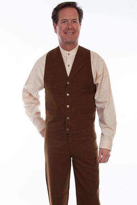 Scully Leather 95% Cotton 5% Spandex Brown Stretch Canvas Weave Vest - Scully Leather - Flyclothing LLC
