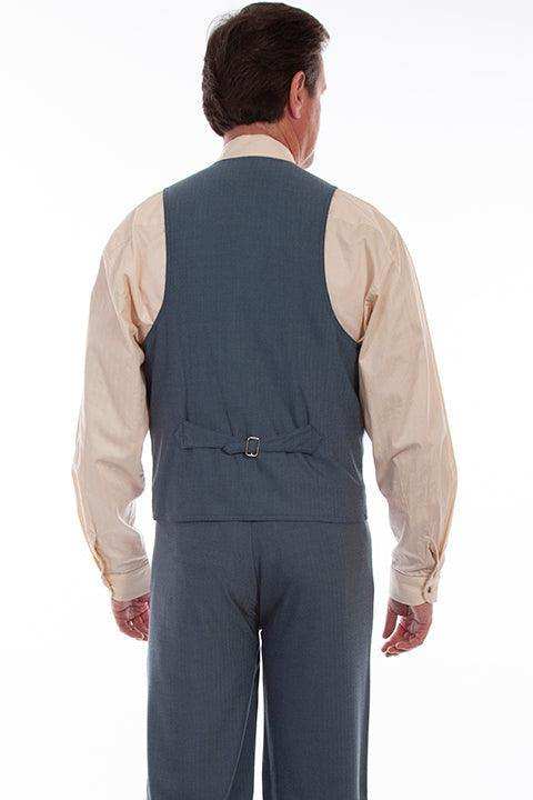 Scully Leather 100% Cotton Blue Herringbone Vest - Scully Leather - Flyclothing LLC