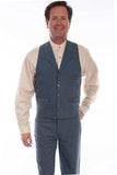 Scully Leather 100% Cotton Blue Herringbone Vest - Scully Leather - Flyclothing LLC