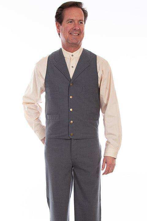 Scully Leather 100% Cotton Charcoal Herringbone Vest - Scully Leather - Flyclothing LLC