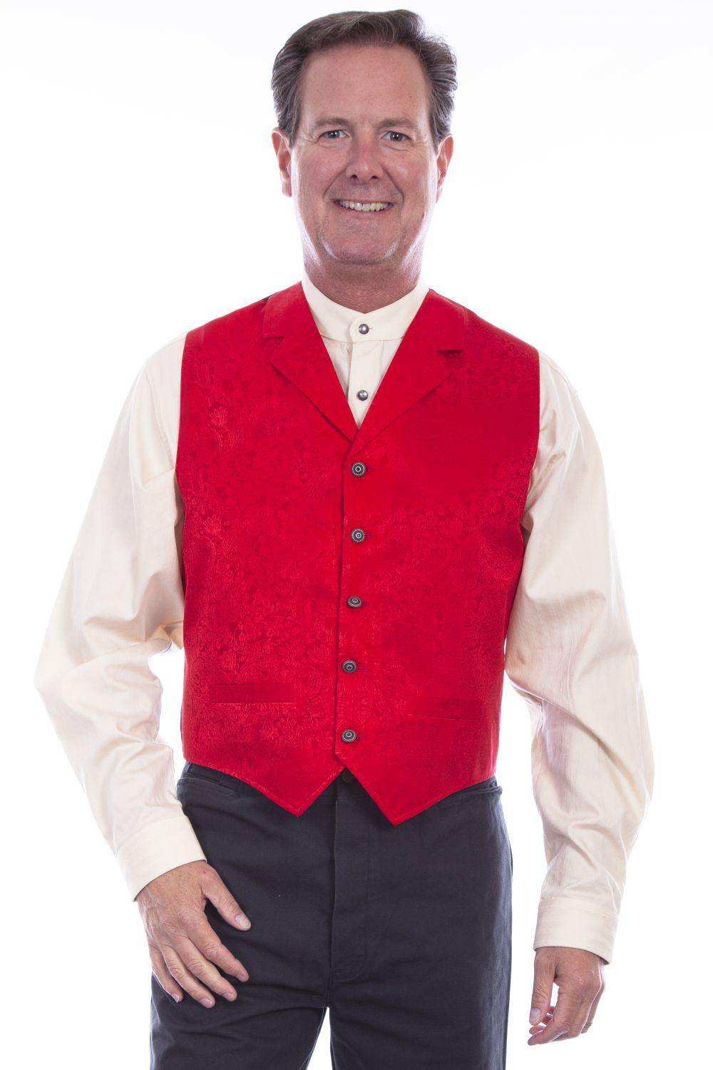 Scully Red Silk Single Breasted Vest - Scully Leather - Flyclothing LLC