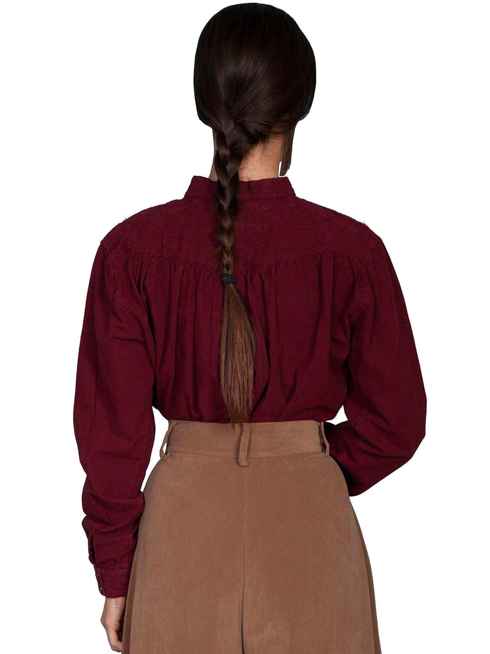Scully BURGUNDY EMBROIDERED COTTON BLOUSE - Scully Leather - Flyclothing LLC