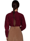 Scully BURGUNDY EMBROIDERED COTTON BLOUSE - Scully Leather - Flyclothing LLC