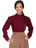 Scully BURGUNDY EMBROIDERED COTTON BLOUSE - Scully Leather - Flyclothing LLC