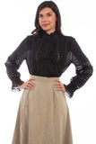 Scully BLACK CROCHET TRIM POET BLOUSE - Scully Leather - Flyclothing LLC