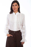 Scully WHITE CROCHET TRIM POET BLOUSE - Scully Leather - Flyclothing LLC