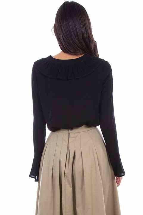 Scully Leather Rangewear Black Ruffle Lace Up Blouse - Scully Leather - Flyclothing LLC