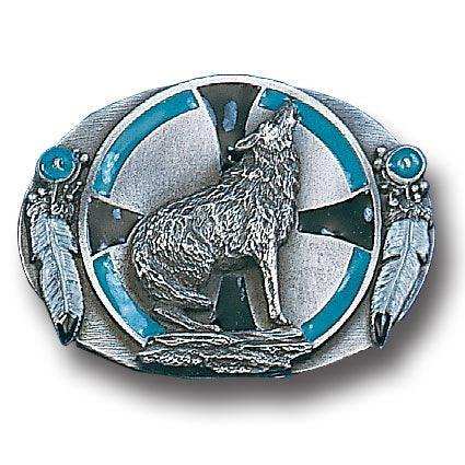 Southwest Wolf Enameled Belt Buckle - Siskiyou Buckle - Flyclothing LLC