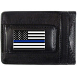 Thin Blue Line Police Flag Leather Cash and Cardholder - Siskiyou Buckle - Flyclothing LLC