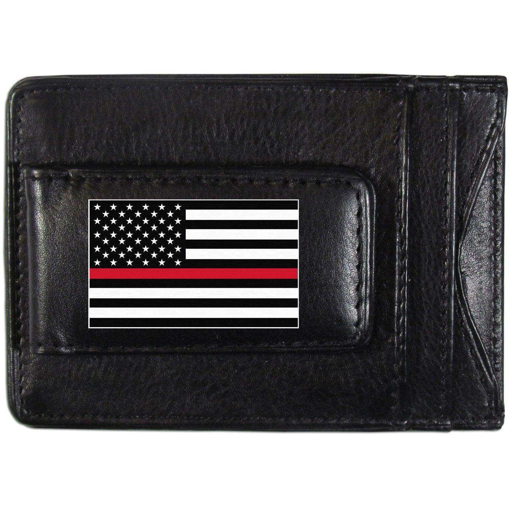 Thin Red Line Firefighter Flag Leather Cash and Cardholder - Siskiyou Buckle - Flyclothing LLC