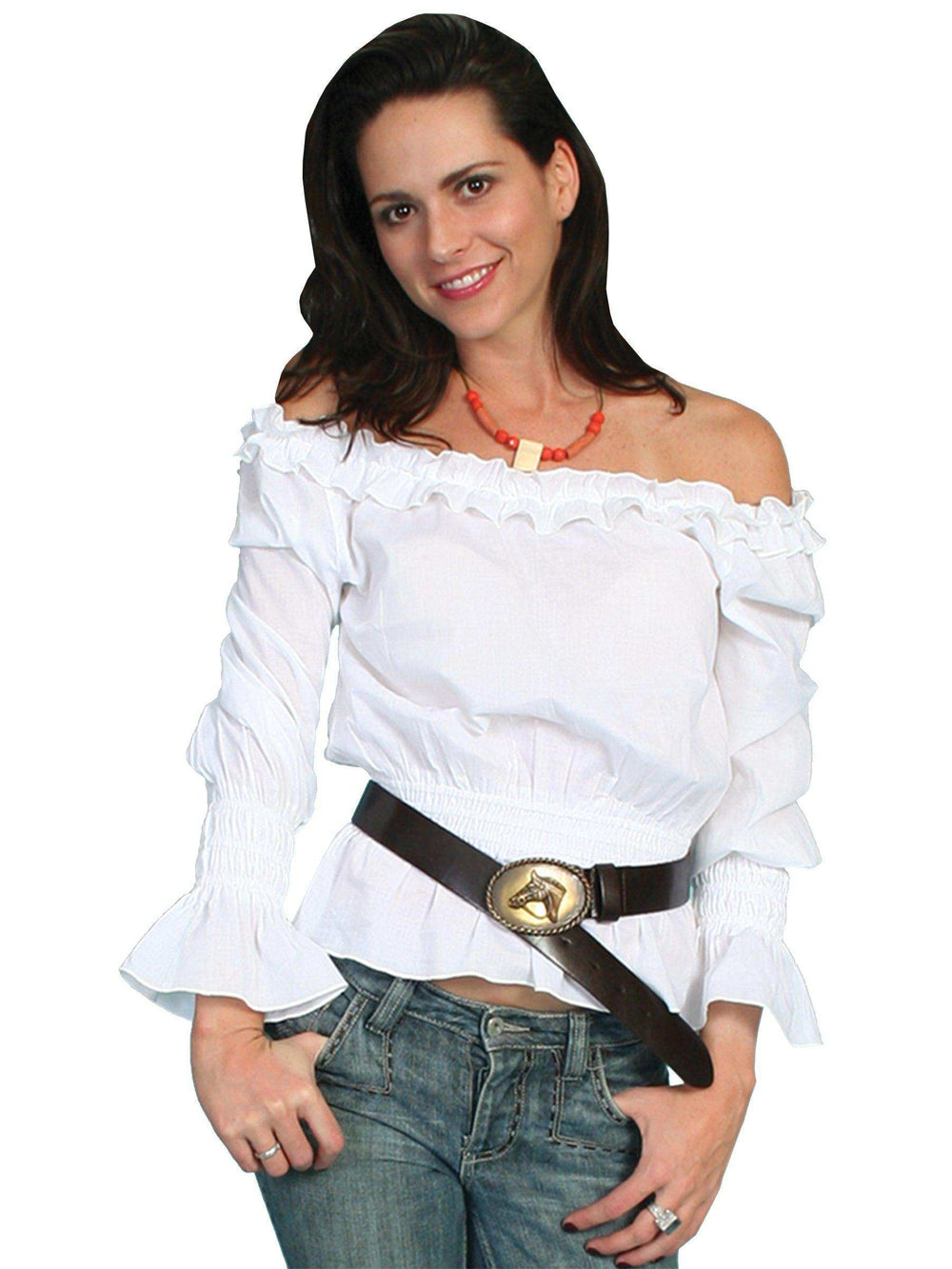 Scully WHITE 100% COTTON LAWN ROMANTIC PEASANT TOP - Scully Leather - Flyclothing LLC