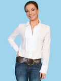 Scully WHITE 100% COTTON CENTER RUFFLE BLOUSE - Scully Leather - Flyclothing LLC