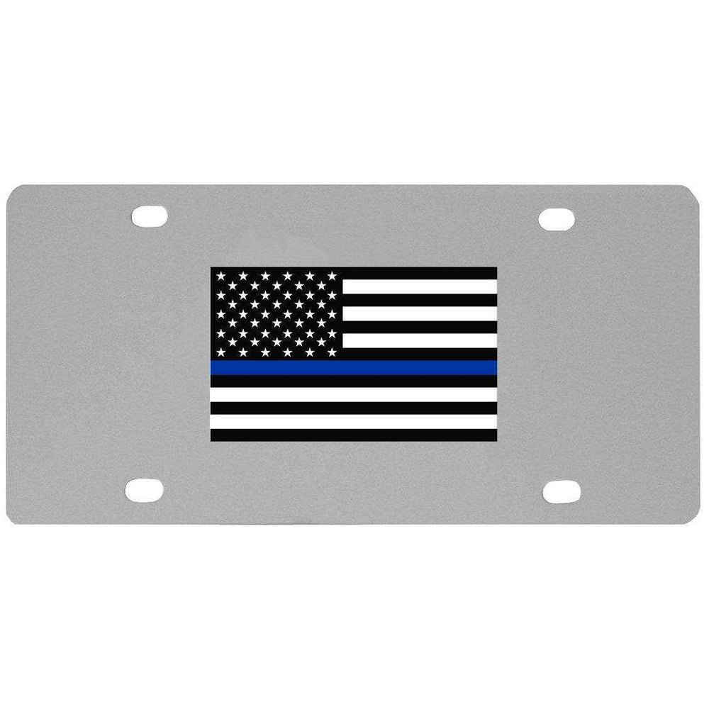 Thin Blue Line Police Flag License Plate Wall Plaque - Siskiyou Buckle - Flyclothing LLC