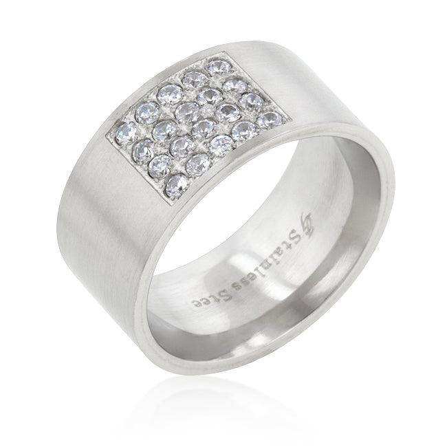 Stainless Steel Pave Cubic Zirconia Mens Ring - JGI - Flyclothing LLC