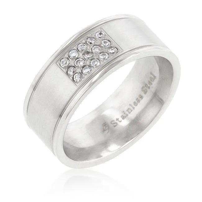 Stainless Steel Pave 15-Stone Mens Ring - JGI - Flyclothing LLC