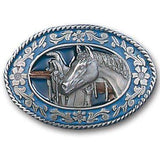 Horse head and Saddle Enameled Belt Buckle - Siskiyou Buckle - Flyclothing LLC