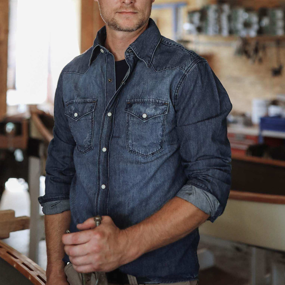 Stetson Medium Blue Denim Shirt - Stetson - Flyclothing LLC