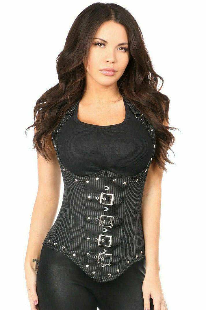Daisy Corsets Top Drawer Steel Boned Pinstripe Underbust Corset w/Buckling - Daisy Corsets - Flyclothing LLC