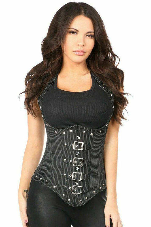 Daisy Corsets Top Drawer Steel Boned Pinstripe Underbust Corset w/Buckling - Daisy Corsets - Flyclothing LLC