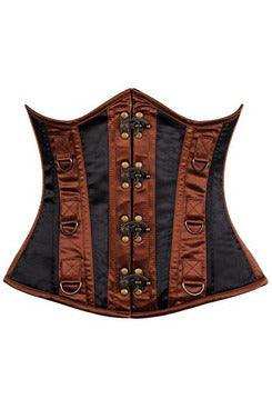 Daisy Corsets Top Drawer Black & Brown Steel Boned Underbust Corset - Daisy Corsets - Flyclothing LLC
