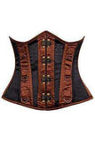 Daisy Corsets Top Drawer Black & Brown Steel Boned Underbust Corset - Daisy Corsets - Flyclothing LLC