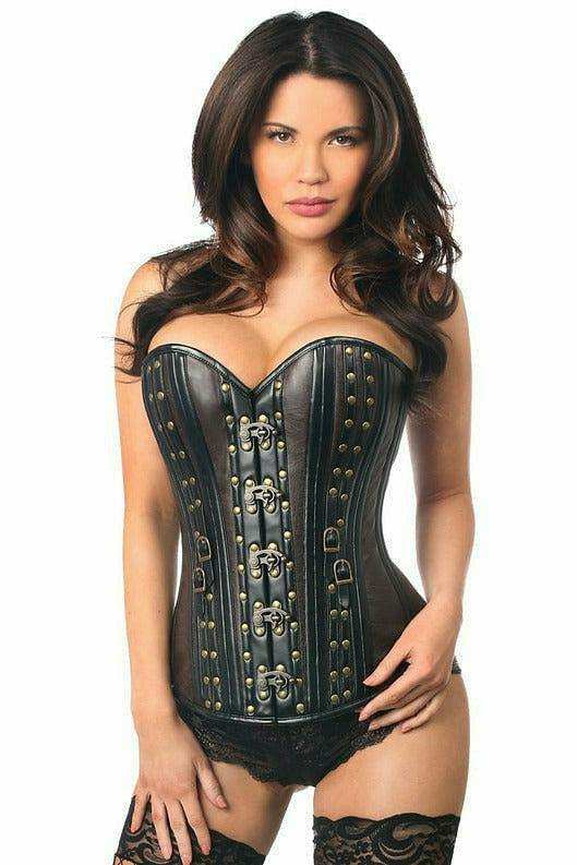 Daisy Corsets Top Drawer Faux Leather Steel Boned Corset w/Rivets - Daisy Corsets - Flyclothing LLC