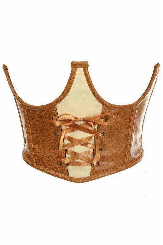 Top Drawer Faux Leather Steel Boned Lace-Up Open Cup Waist Cincher - Daisy Corsets - Flyclothing LLC