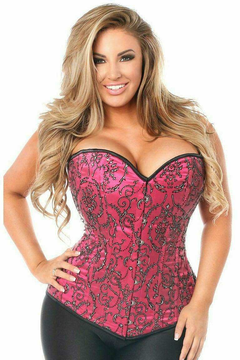 Daisy Corsets Top Drawer Elegant Fuchsia Embroidered Steel Boned Corset - Daisy Corsets - Flyclothing LLC