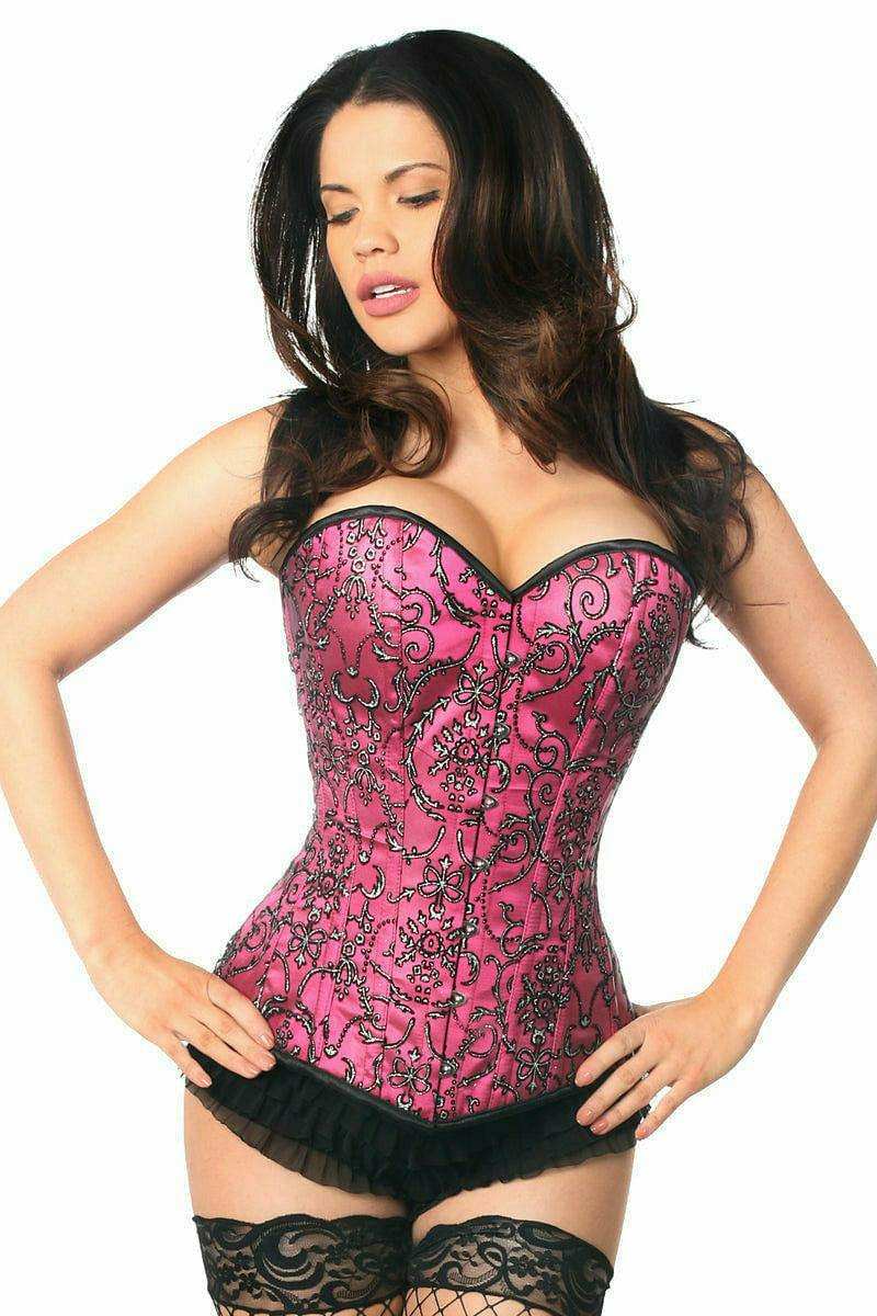 Daisy Corsets Top Drawer Elegant Fuchsia Embroidered Steel Boned Corset - Daisy Corsets - Flyclothing LLC