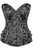 Daisy Corsets Top Drawer Brocade & Faux Leather Steel Boned Corset - Daisy Corsets - Flyclothing LLC