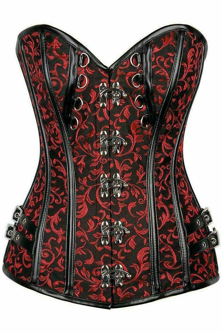 Daisy Corsets Top Drawer Brocade & Faux Leather Steel Boned Corset - Daisy Corsets - Flyclothing LLC