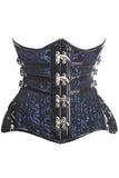 Daisy Corsets Top Drawer CURVY Steampunk Black/Blue Brocade Steel Double Boned Under Bust Corset - Daisy Corsets - Flyclothing LLC