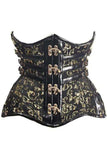 Daisy Corsets Top Drawer CURVY Steampunk Black/Gold Brocade Steel Double Boned Under Bust Corset - Daisy Corsets - Flyclothing LLC