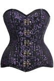 Daisy Corsets Top Drawer CURVY Black/Purple Brocade Double Steel Boned Overbust Corset - Daisy Corsets - Flyclothing LLC
