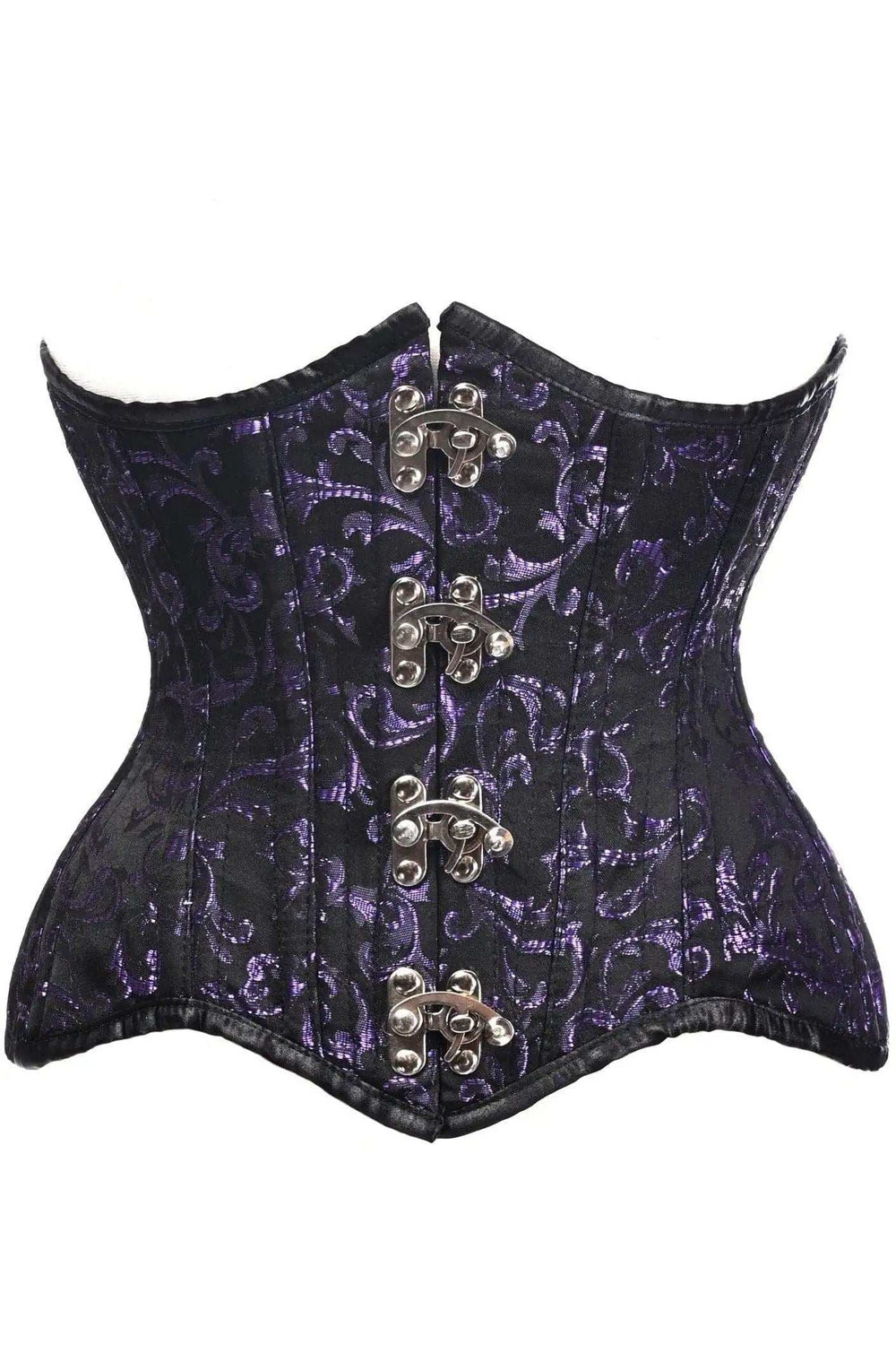 Daisy Corsets Top Drawer Black/Purple Brocade Double Steel Boned Under Bust Corset - Daisy Corsets - Flyclothing LLC