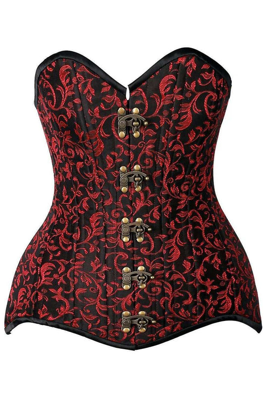 Daisy Corsets Top Drawer CURVY Black/Red Brocade Double Steel Boned Overbust Corset - Daisy Corsets - Flyclothing LLC
