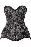 Daisy Corsets Top Drawer CURVY Black/Silver Brocade Double Steel Boned Overbust Corset - Daisy Corsets - Flyclothing LLC