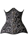 Daisy Corsets Top Drawer CURVY Black/Silver Brocade Double Steel Boned Under Bust Corset - Daisy Corsets - Flyclothing LLC