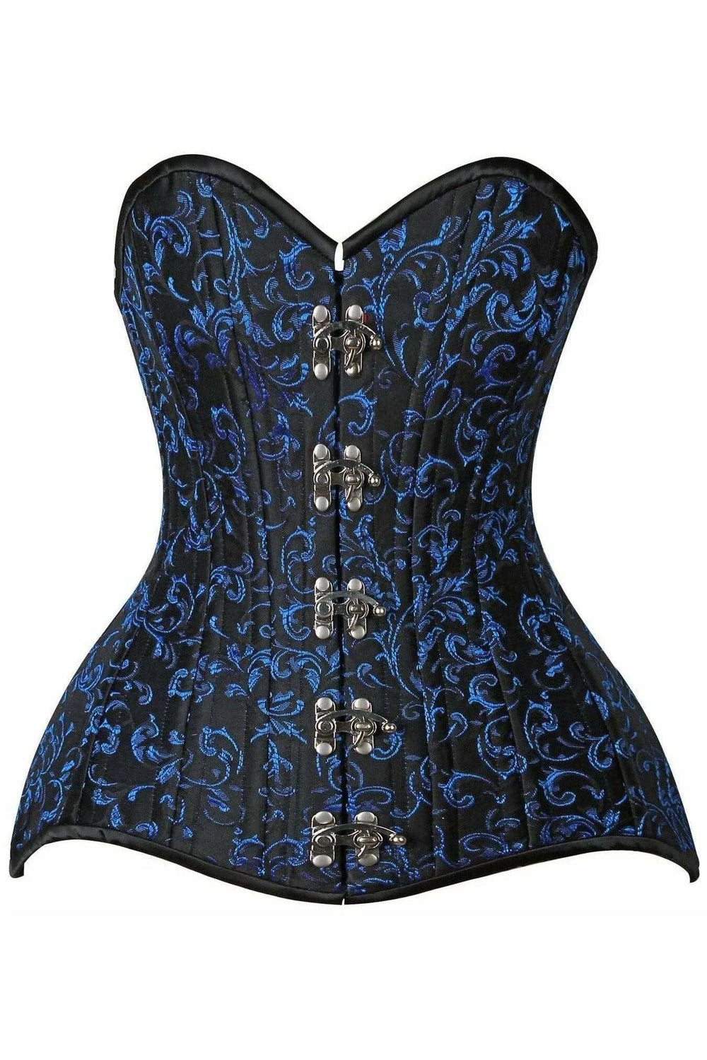 Daisy Corsets Top Drawer CURVY Blue Brocade Double Steel Boned OverBust Corset - Daisy Corsets - Flyclothing LLC