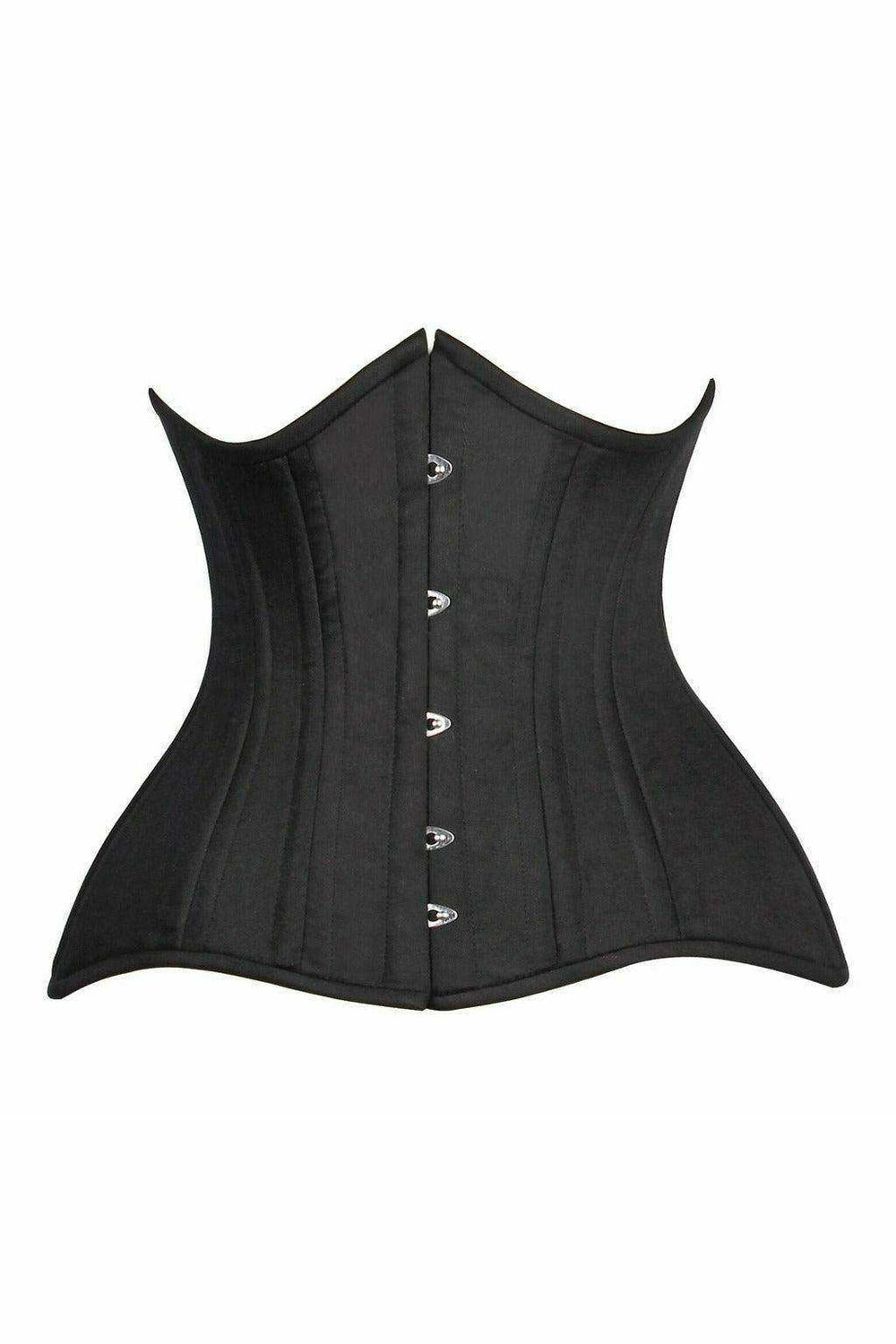 Top Drawer CURVY Black Cotton Double Steel Boned Underbust Waist Cincher Corset - Daisy Corsets - Flyclothing LLC