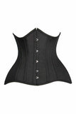 Top Drawer CURVY Black Cotton Double Steel Boned Underbust Waist Cincher Corset - Daisy Corsets - Flyclothing LLC
