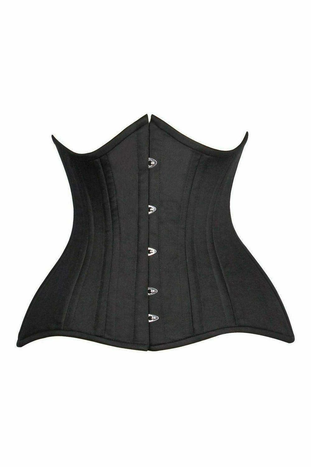 Daisy Corsets Top Drawer CURVY Black Cotton Double Steel Boned Underbust Waist Cincher Corset - Daisy Corsets - Flyclothing LLC