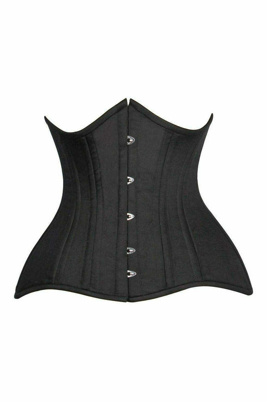 Daisy Corsets Top Drawer CURVY Black Cotton Double Steel Boned Underbust Waist Cincher Corset - Daisy Corsets - Flyclothing LLC