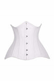 Top Drawer CURVY White Cotton Double Steel Boned Underbust Waist Cincher Corset - Daisy Corsets - Flyclothing LLC